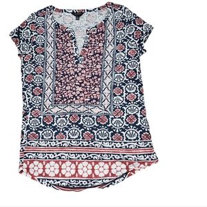 ❤️2/$18 Lucky Brand Block Floral Shirt Short Sleeve Top  S/P
